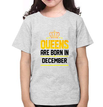 Queens Are Born In december Half Sleeves T-Shirt For Girls -FunkyTradition