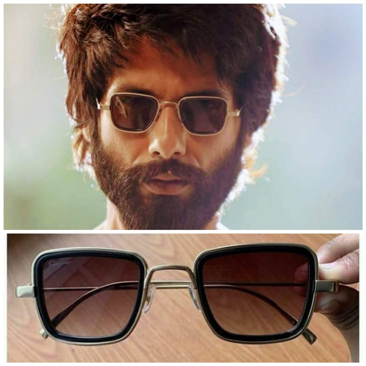 Original Kabir Singh Sunglasses in Metal Frame for Men Square Retro Cool  Sun Shades Steampunk Style Sun Glasses for Men- Shahid Kapoor UV400  Polarized