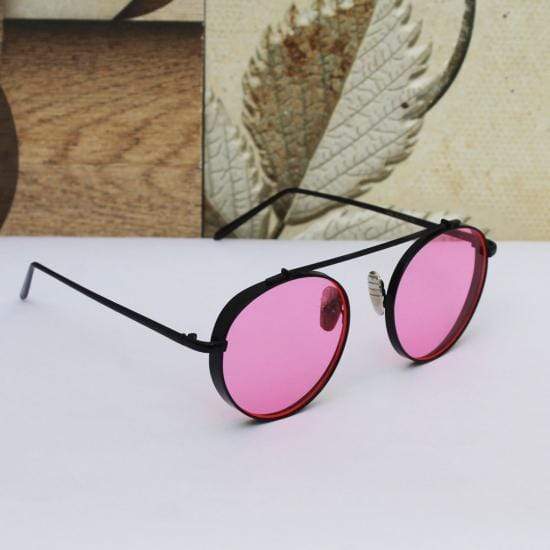 FarOut Sunglasses - Black Polarized Rounders Pink Lens