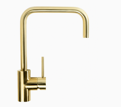 The Charlotte Brushed Brass Gold Square Mixer by Buildmat