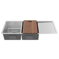 Orlando 1125x450 Double Bowl with Drain Board Sink by Buildmat