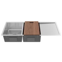 Orlando 1125x450 Double Bowl with Drain Board Sink by Buildmat 