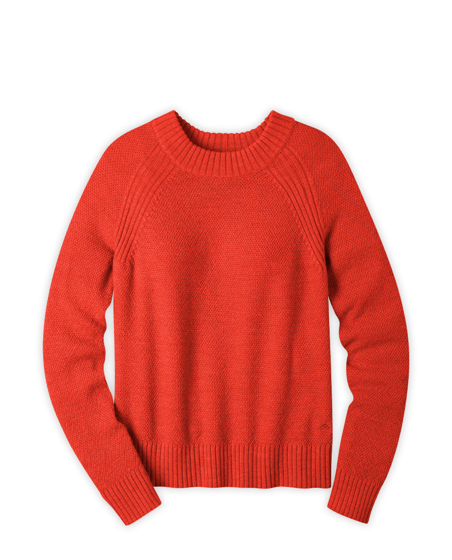 women's red crew neck sweater