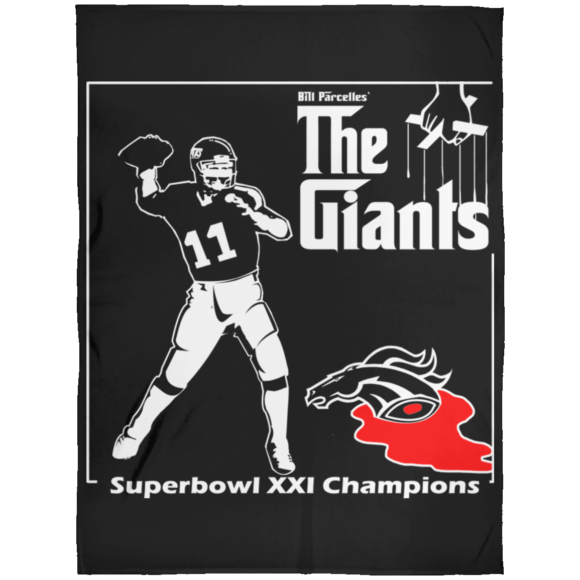 ArtichokeUSA Custom Design. Godfather Simms. NY Giants Superbowl XXI Champions. Fan Art. Fleece Blanket 60x80