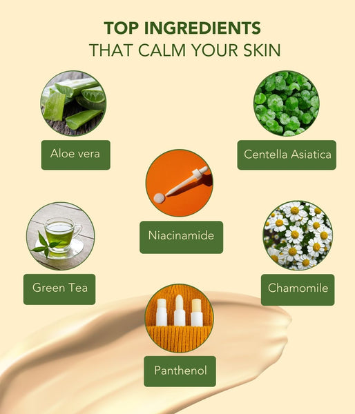 This is an image of Top Ingredients that calm your skin on www.sublimelife.in 