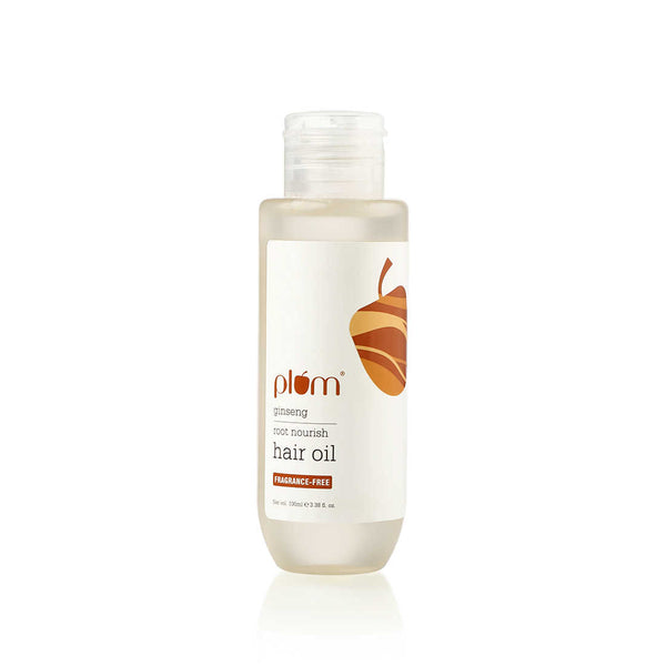 This is an image of Plum Ginseng Root Nourish Hair Oil on www.sublimelife.in