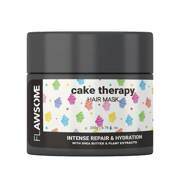 This is an image of Flawsome Cake Therapy Intense Repair & Hydration Hair Mask on www.sublimelife.in
