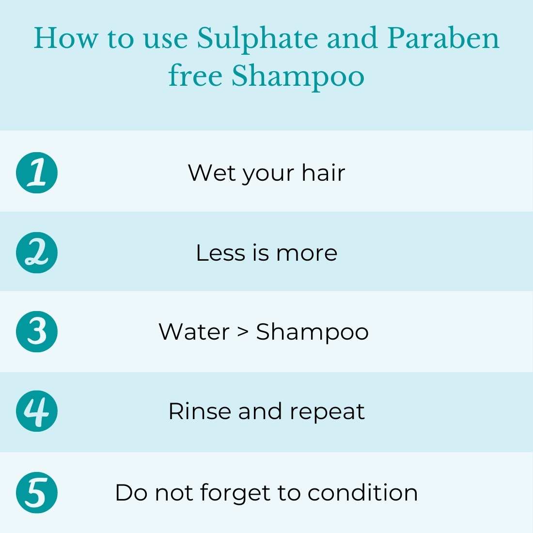This is an image showing how to use paraben free and sulphate free shampoo.