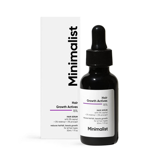 This is an image of Minimalist 18% Hair Growth Actives Hair Serum on www.sublimelife.in