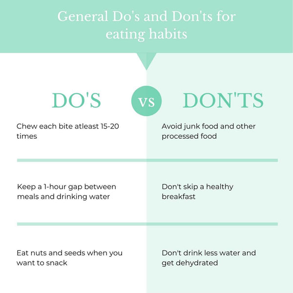 This image shows the Do's and Don'ts to choose healthy food options for healthy glowing skin.