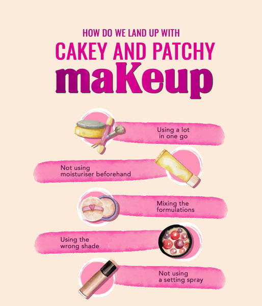 This is an image of How do we land up with cakey and patchy makeup on www.sublimelife.in