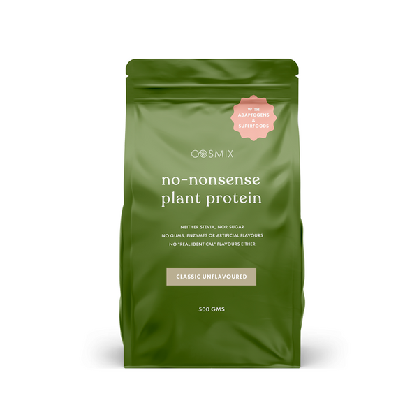 This is an image of Cosmix No-Nonsense Plant Protein-Classic Unflavoured on www.sublimelife.in 