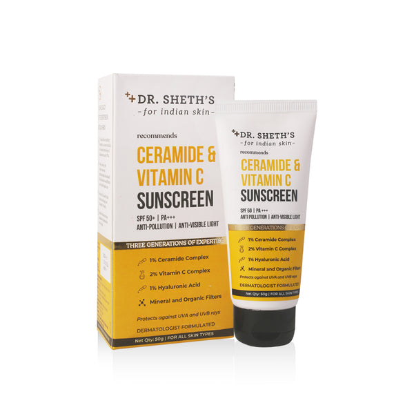 This is an image of Dr. Sheth's Ceramide & Vitamin C Sunscreen on www.sublimelife.in