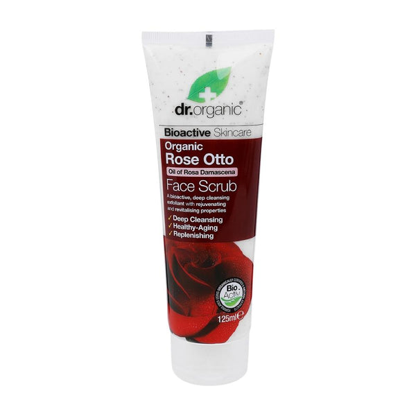 This is an image of Dr. Organic Rose Otto Face Scrub on www.sublimelife.in