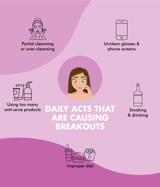 This is an image of Daily Habits that cause Acne Breakouts on www.sublimelife.in 