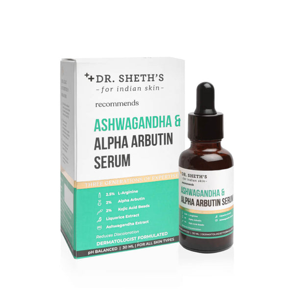 This is an image of Dr Sheth’s Ashwagandha & Alpha Arbutin Serum on www.sublimelife.in 