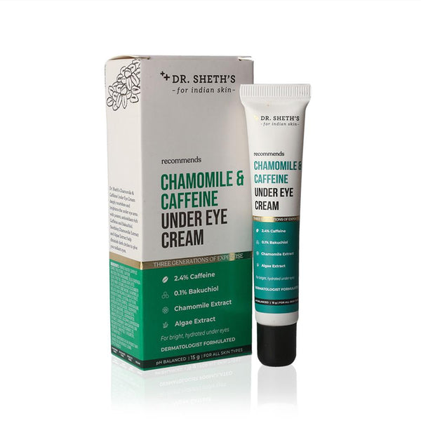 This is an image of Dr. Sheth's Chamomile & Caffeine Under Eye Cream on www.sublimelife.in