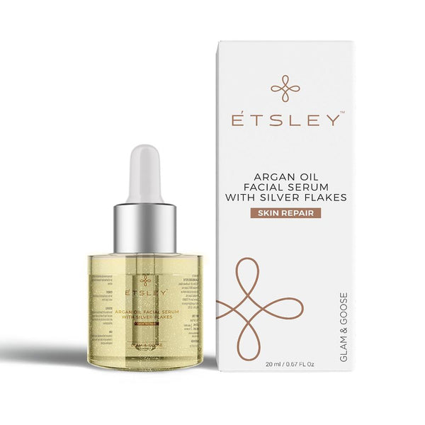 This is an image of Etsley Argan Oil Facial Serum with Silver Flakes-Skin Repair on www.sublimelife.in 