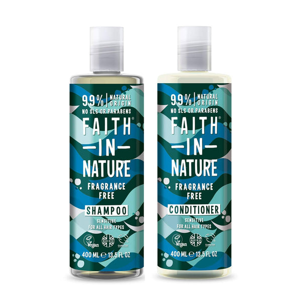This is an image of Faith In Nature Fragrance-Free Sensitive Scalp on www.sublimelife.in