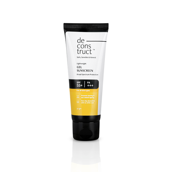 This is an image of Deconstruct Gel Sunscreen SPF 55+ on www.sublimelife.in