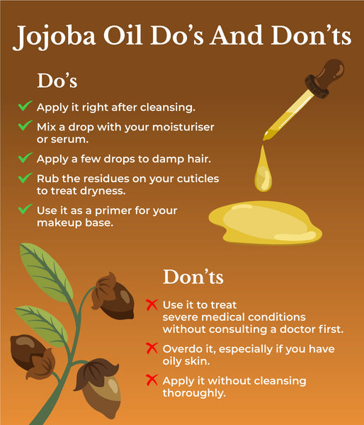 This is an image of Do's and Don'ts of using Jojoba Oil on www.sublimelife.in 
