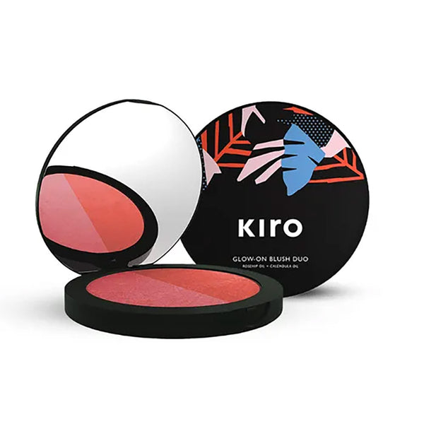 This is an image of Kiro Glow-On Blush Duo, Perfect Pink, Fresh Grapefruit (Natural Blush & Bright Coral) on www.sublimelife.in