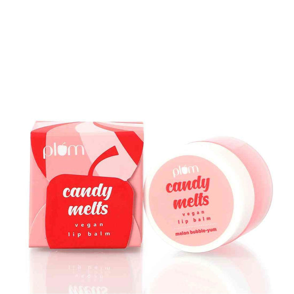 This is an image of Plum Candy Melts Vegan Lip Balm - Melon Bubbleyum on www.sublimelife.in
