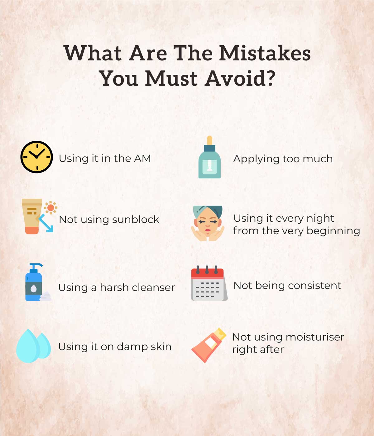 This is an image of Retinol Mistakes you need to avoid on www.sublimelife.in