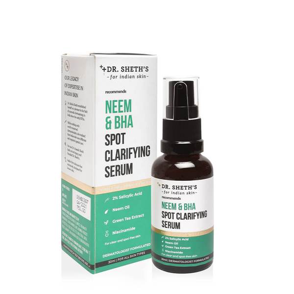 This is an image of Dr. Sheth's Neem BHA Spot Clarifying Serum on www.sublimelife.in