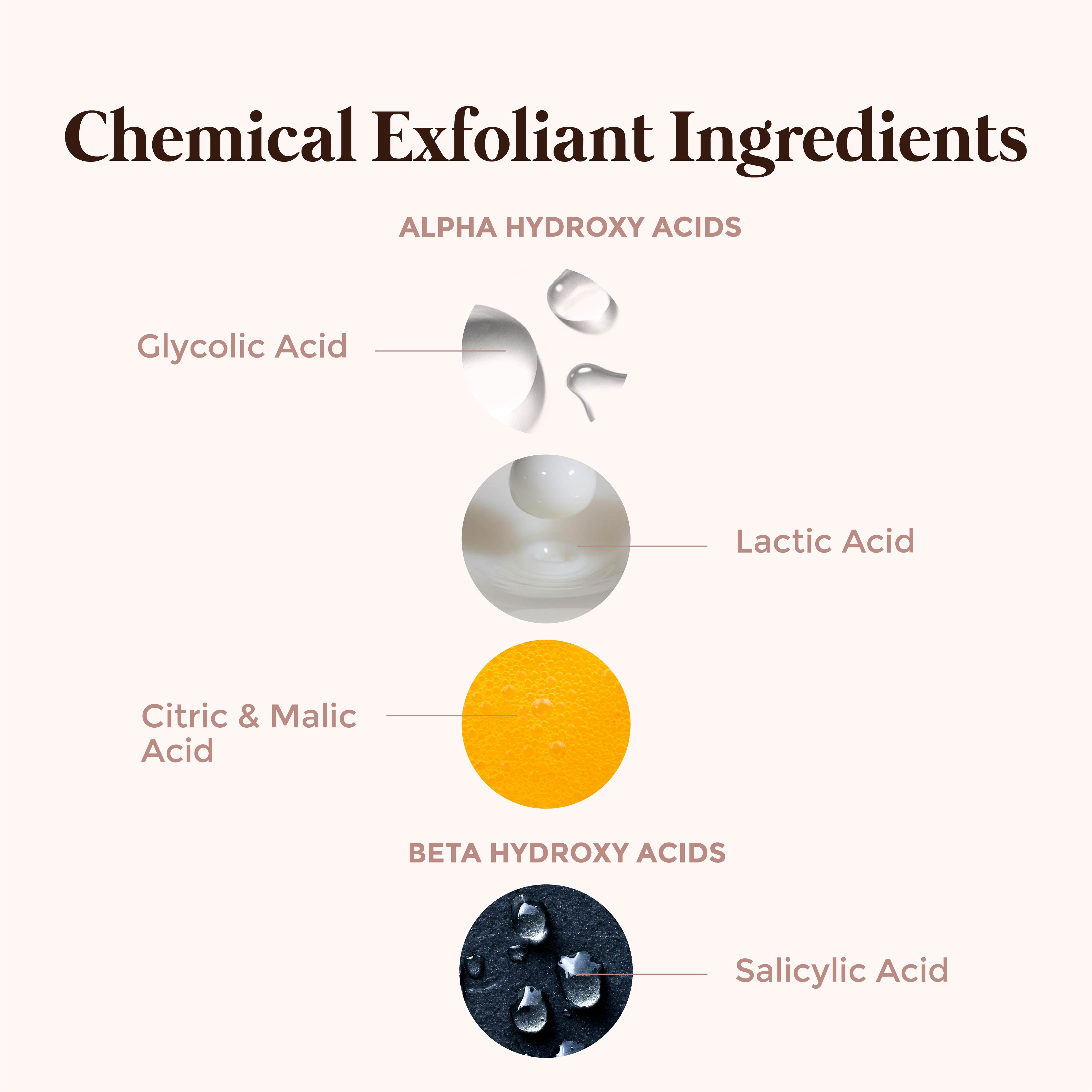 This is an image of the different chemical exfoliators on www.sublimelife.in