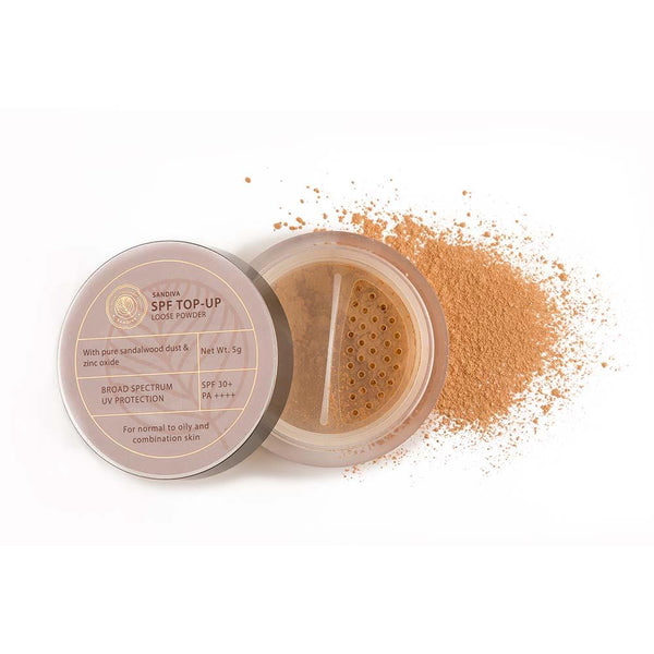 This is an image of Sandiva Spf Top-Up Loose Powder With Sandalwood on www.sublimelife.in