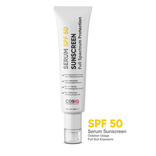 This is an image of CosIQ Outdoor Sunscreen Serum SPF 50 PA ++++ on www.sublimelife.in