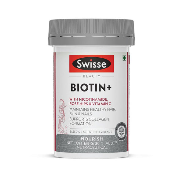 This is an image of Swisse Biotin tablets on www.sublimelife.in