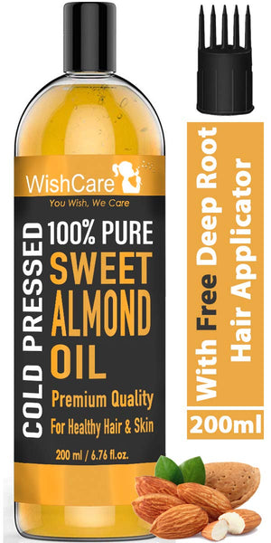 This is an image of Wishcare Pure Cold pressed Sweet Almond Oil on www.sublimelife.in