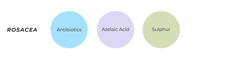 This is an image showing different active ingredients found in skincare products for Rosacea.