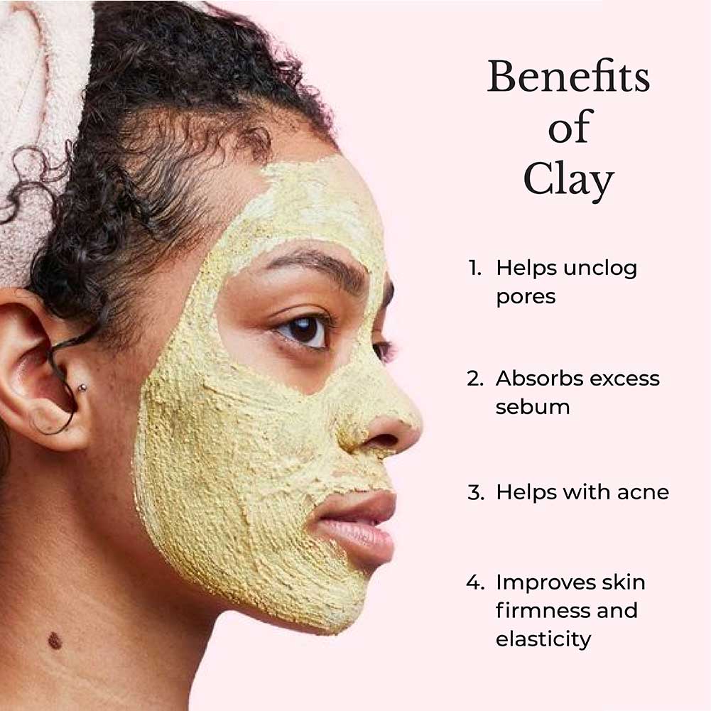 This image shows the benefits of using clays in skincare.