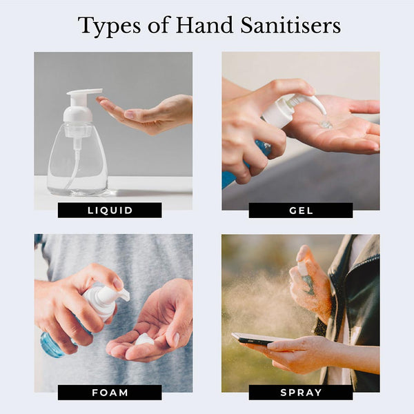 This image shows the types of hand sanitiser.