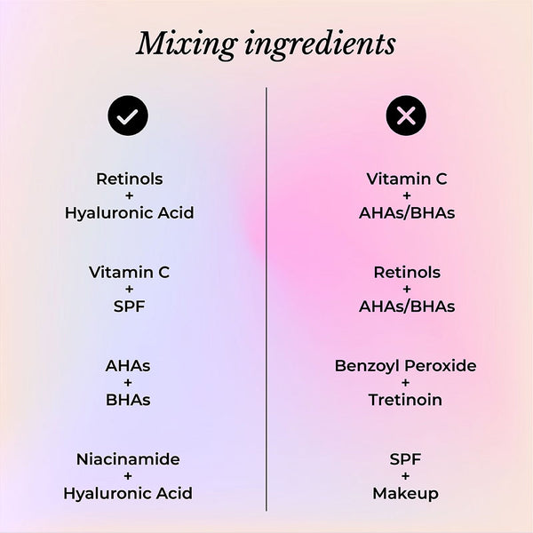 This image informs you on which ingredients can be used together.