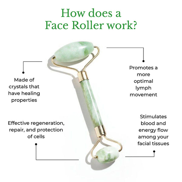This is an image showing how a face roller works on the skin for its long lasting effect.