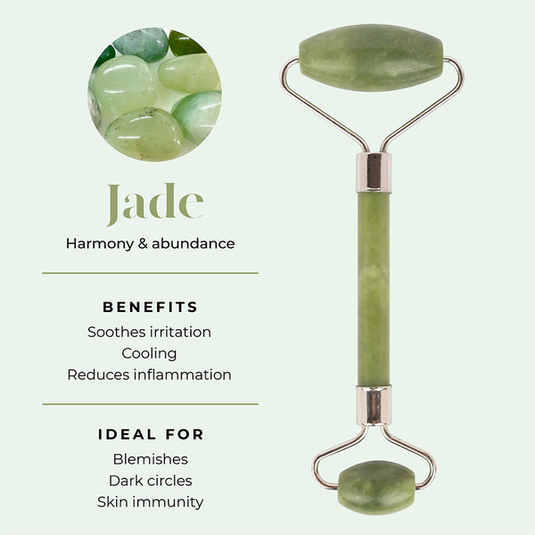 This is an image of a Jade Roller and its benefits.