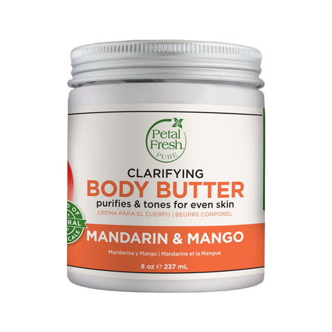 This is an image of Petal Fresh’s Clarifying Mandarin & Mango Body Butter on www.sublimelife.in
