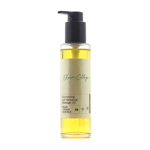 This is an image of The Oleum Cottage Nourishing and Relaxing Massage Oil on www.sublimelife.in 