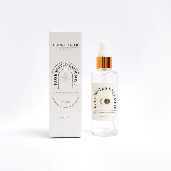 This is an image of Dromen & Co Pure Rose Water Face Mist on www.sublimelife.in