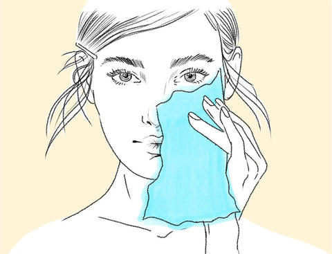 This is the step 4 of the skin test to identify each skin type. The step 4 is to dab a clean tissue over your face