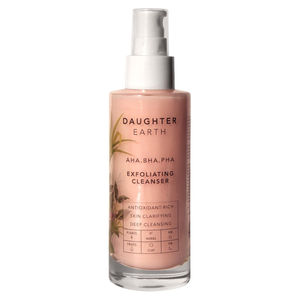 This is an image of Daughter Earth’s AHA BHA PHA Exfoliating Cleanser on www.sublimelife.in 