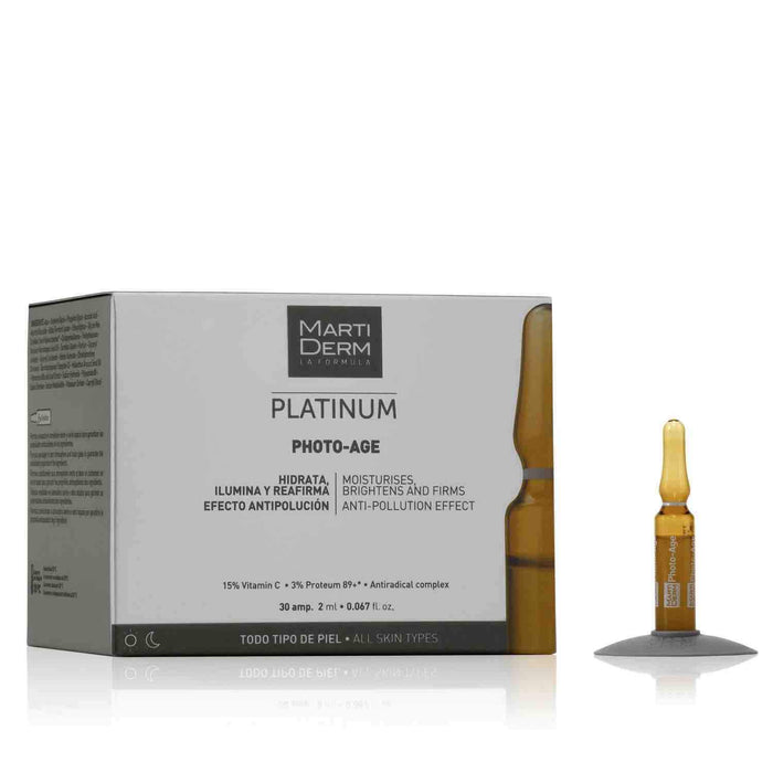 This is an image of Photo Age ampoules from the brand MartiDerm proved the effectiveness of vitamin c on skin by performing apple test