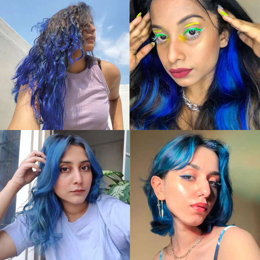 65 Iridescent Blue Hair Color Shades for Your Inner Mermaid  Bright blue  hair Blue hair balayage Denim blue hair