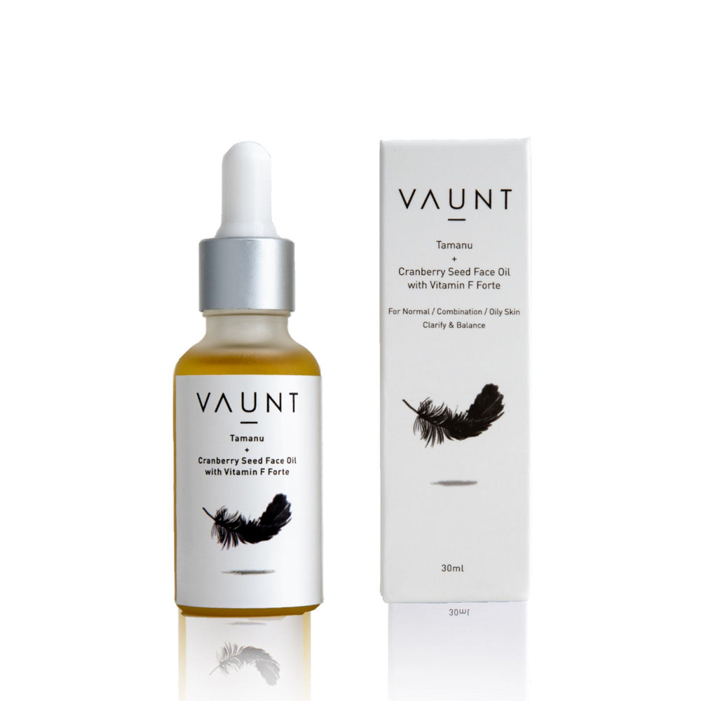 This is an image of Vaunt Tamanu Cranberry Seed Face Oil With Vitamin F Forte on www.sublimelife.in 