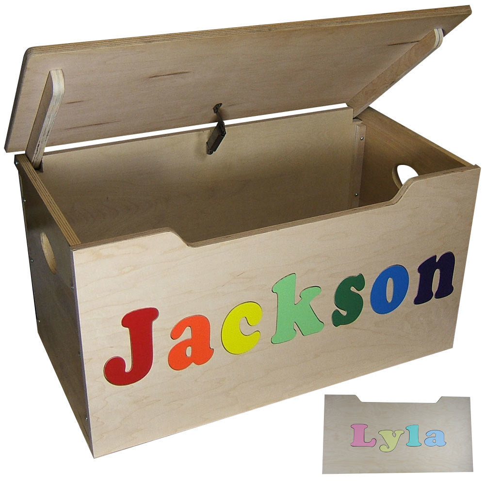 wooden toy boxes with names