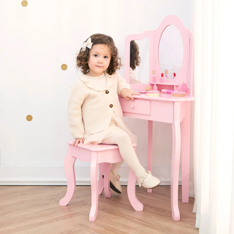 Lady Alessandra Corner Vanity  Set | Pink